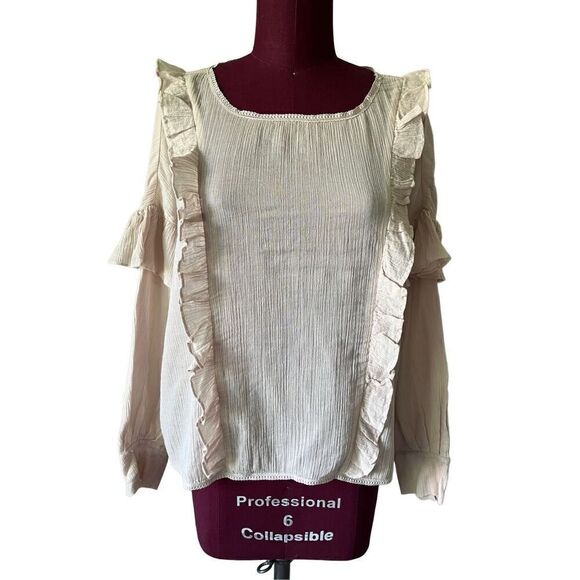 All Saints Tops - ALLSAINTS Blush Pink Cotton Long Sleeve Ruffled Blouse XS